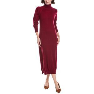 Brodie Cashmere Womens  Turtleneck Wool & Cashmere-Blend Sweaterdress, Red